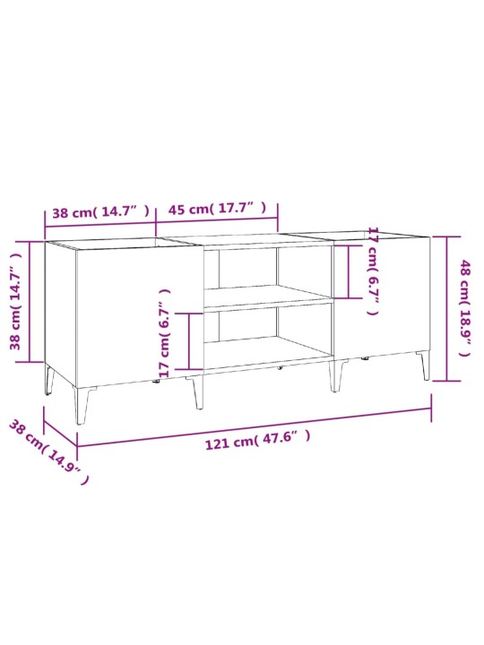 Skříňka na LP desky betonově šedá 121x38x48 cm kompozitní dřevo