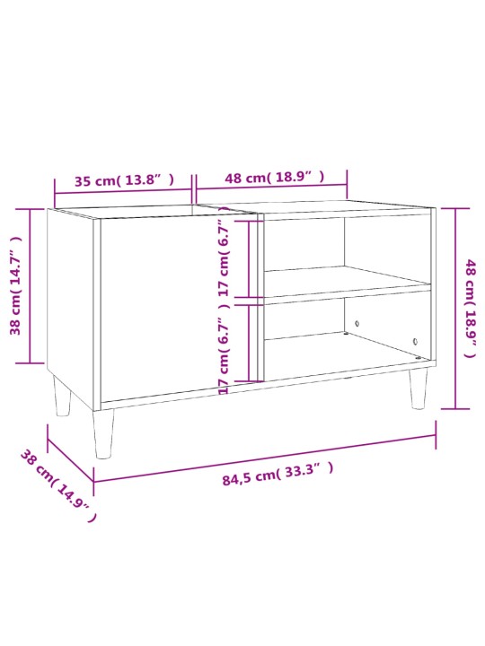 Skříňka na LP desky bílá 84,5 x 38 x 48 cm kompozitní dřevo