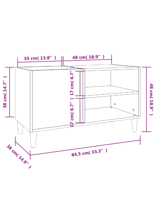 Skříňka na LP desky kouřový dub 84,5x38x48 cm kompozitní dřevo