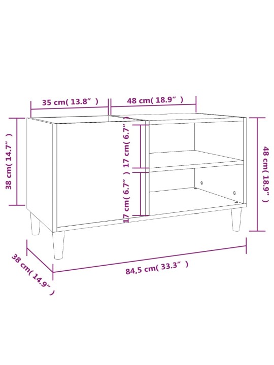 Skříňka na LP desky lesklá bílá 84,5x38x48 cm kompozitní dřevo