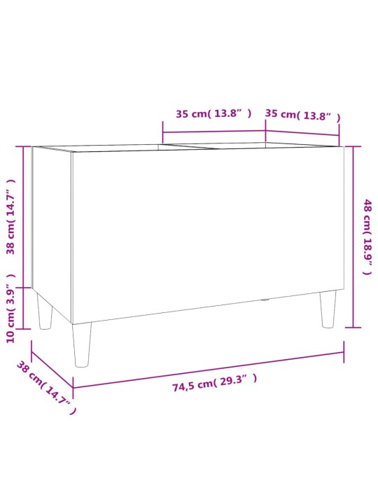 Skříňka na LP desky hnědý dub 74,5x38x48 cm kompozitní dřevo