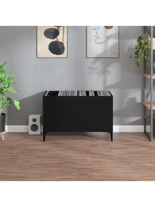 Skříňka na LP desky černá 74,5 x 38 x 48 cm kompozitní dřevo