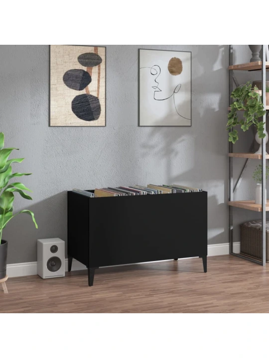 Skříňka na LP desky černá 74,5 x 38 x 48 cm kompozitní dřevo