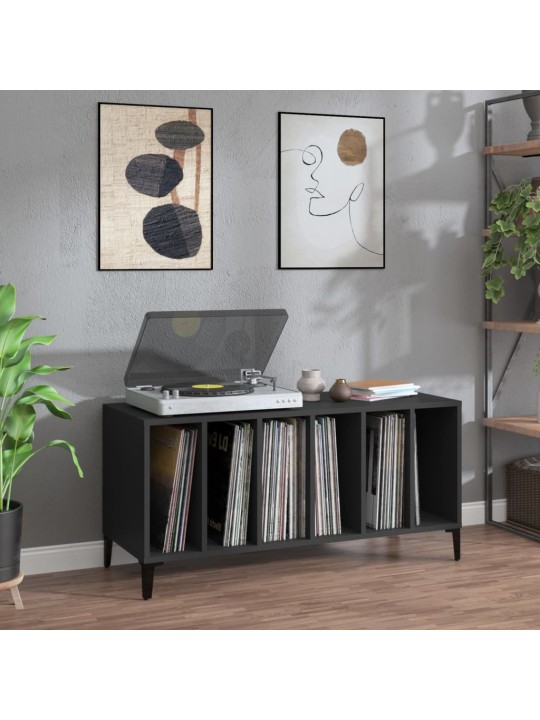 Skříňka na LP desky černá 100 x 38 x 48 cm kompozitní dřevo