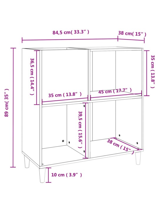 Skříňka na LP desky černá 84,5 x 38 x 89 cm kompozitní dřevo