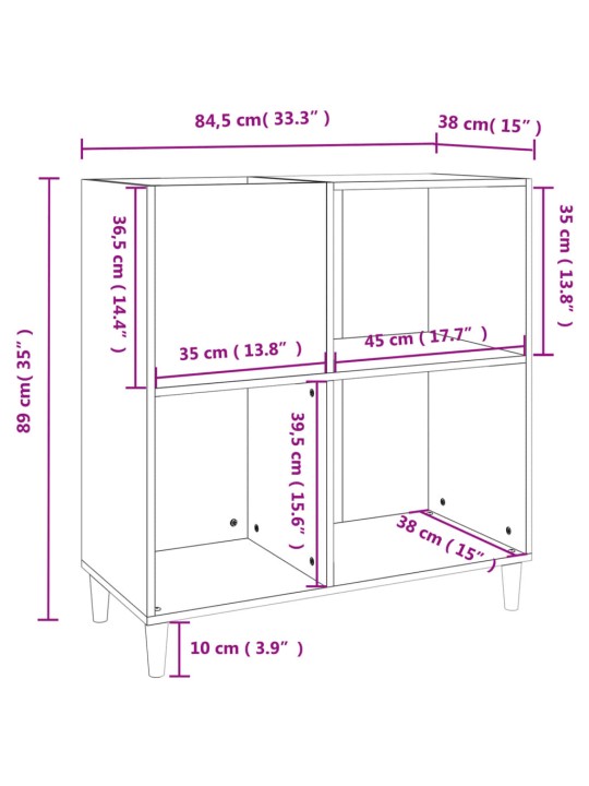 Skříňka na LP desky dub sonoma 84,5x38x89 cm kompozitní dřevo
