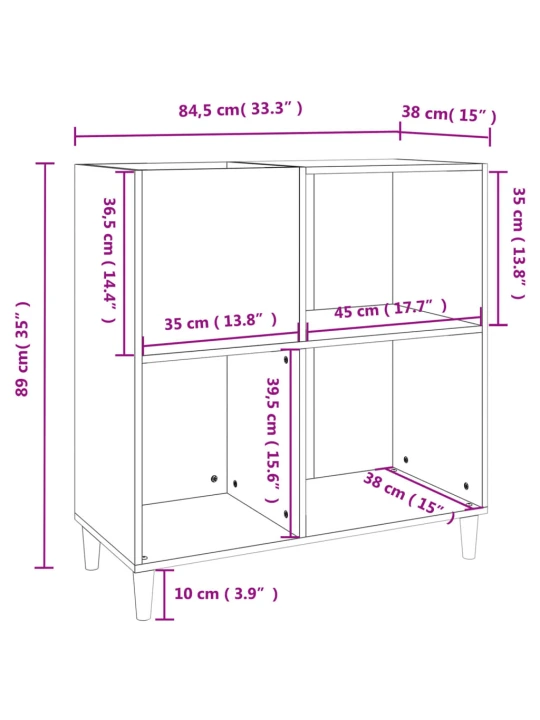 Skříňka na LP desky kouřový dub 84,5x38x89 cm kompozitní dřevo