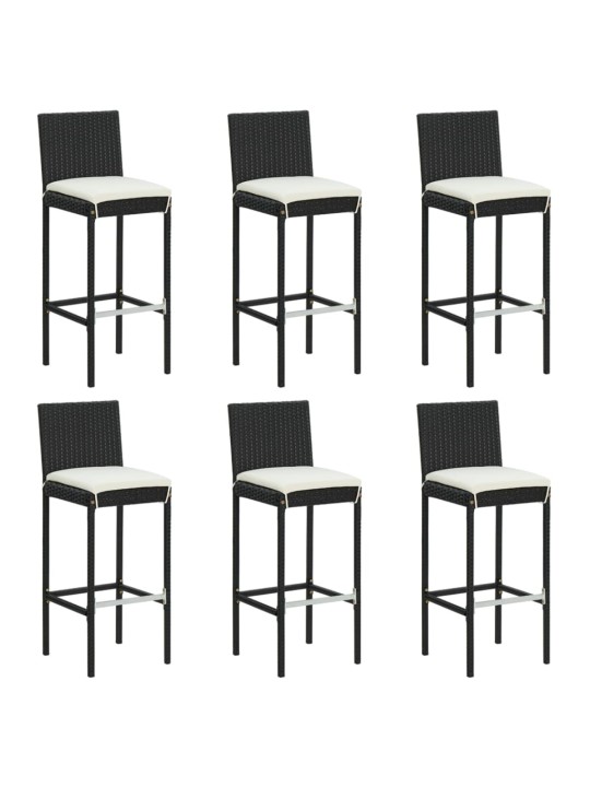 7dílný zahradní barový set s poduškami černý polyratan