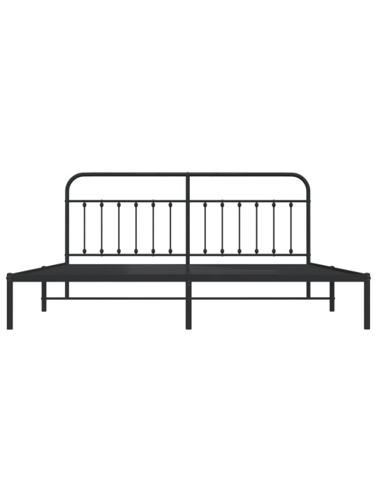 Kovový rám postele s čelem černý 200 x 200 cm