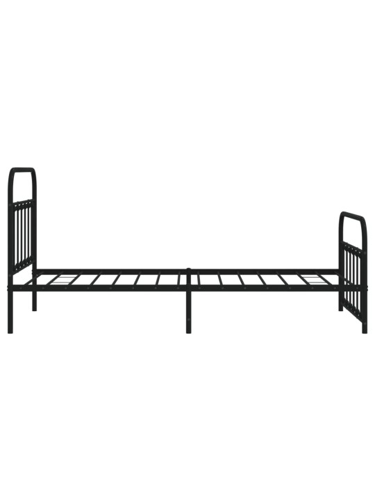 Kovový rám postele s hlavovým a nožním čelem černý 100 x 200 cm