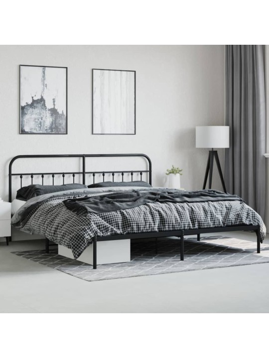 Kovový rám postele bez matrace s nožním čelem černý 180x200 cm