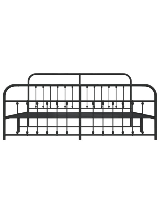 Kovový rám postele s hlavovým a nožním čelem černý 200 x 200 cm