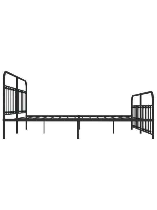 Kovový rám postele s hlavovým a nožním čelem černý 200 x 200 cm