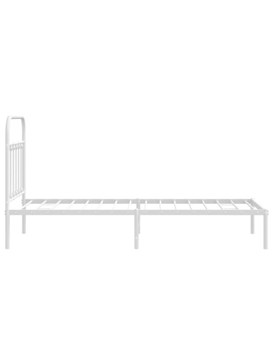 Kovový rám postele s čelem bílý 90 x 200 cm