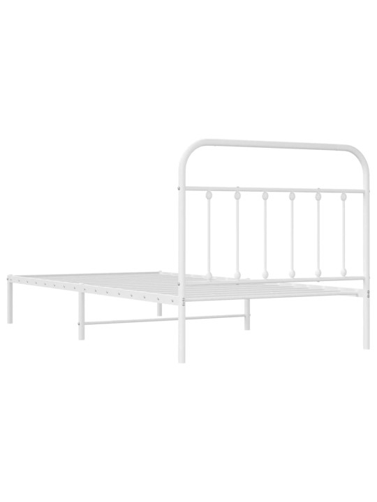 Kovový rám postele s čelem bílý 100 x 200 cm