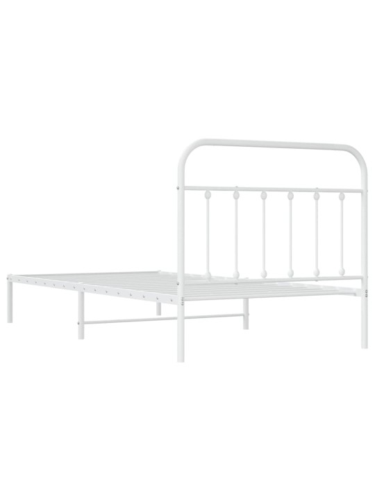 Kovový rám postele s čelem bílý 107 x 203 cm