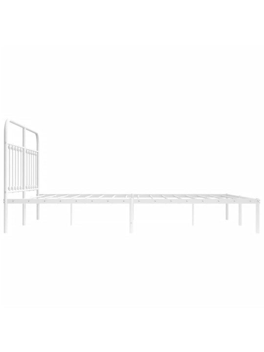 Kovový rám postele s čelem bílý 180 x 200 cm