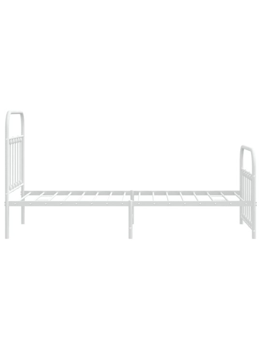 Kovový rám postele s hlavovým a nožním čelem bílý 90 x 200 cm