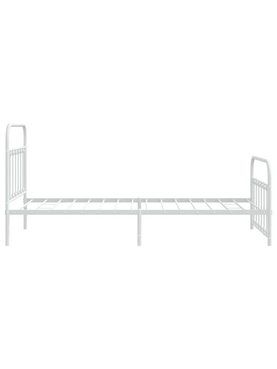 Kovový rám postele s hlavovým a nožním čelem bílý 100 x 200 cm