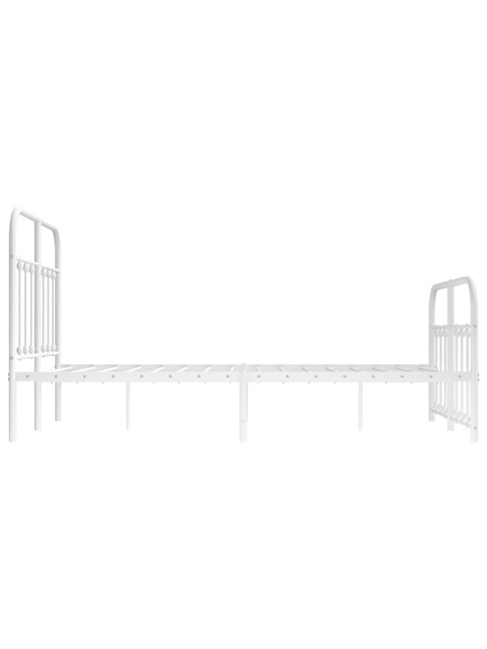 Kovový rám postele s hlavovým a nožním čelem bílý 120 x 200 cm
