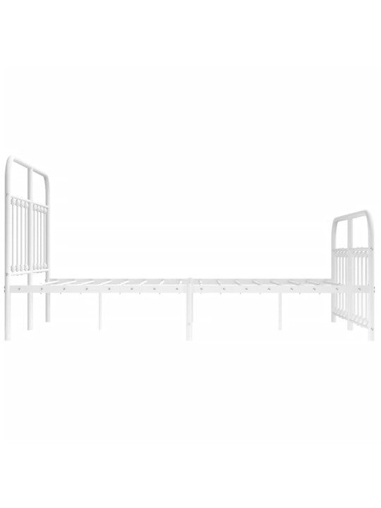 Kovový rám postele s hlavovým a nožním čelem bílý 150 x 200 cm