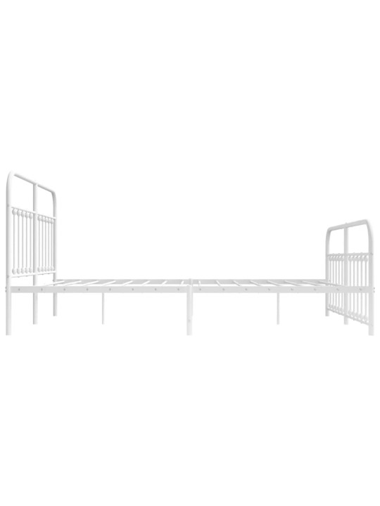 Kovový rám postele s hlavovým a nožním čelem bílý 160 x 200 cm