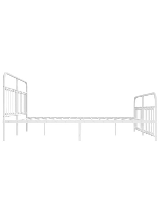 Kovový rám postele s hlavovým a nožním čelem bílý 200 x 200 cm