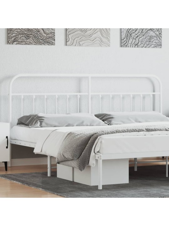 Kovové čelo postele bílé 193 cm