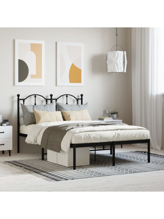 Kovový rám postele s čelem černý 120 x 200 cm