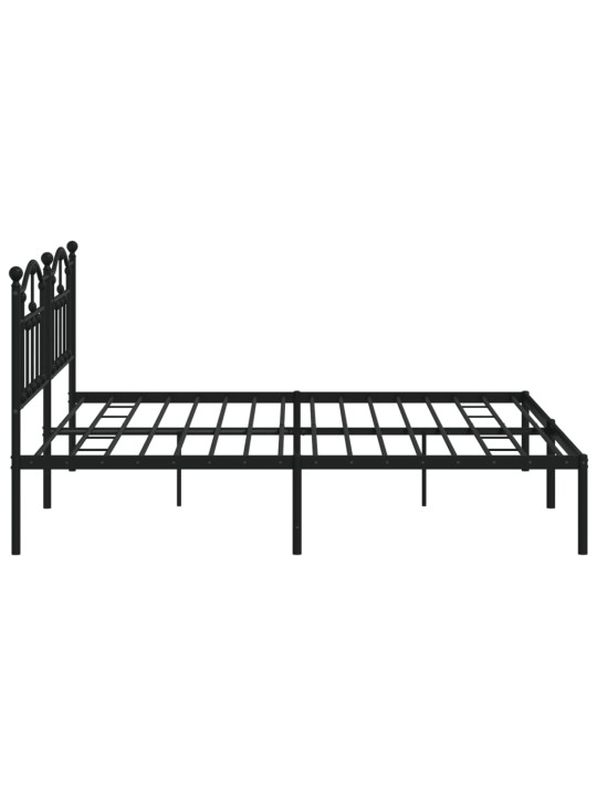 Kovový rám postele s čelem černý 200 x 200 cm
