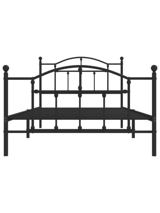 Kovový rám postele s hlavovým a nožním čelem černý 100 x 200 cm