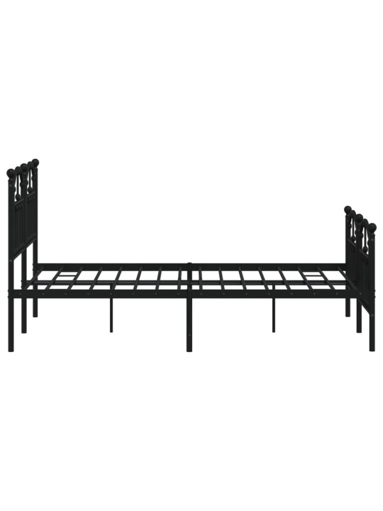 Kovový rám postele s hlavovým a nožním čelem černý 120 x 200 cm