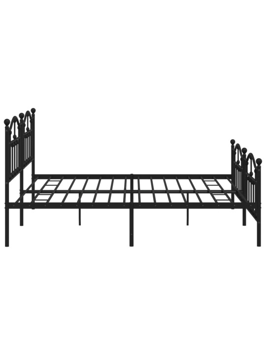 Kovový rám postele s hlavovým a nožním čelem černý 200 x 200 cm
