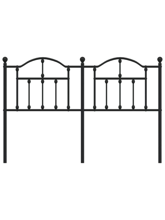 Kovové čelo postele černé 150 cm