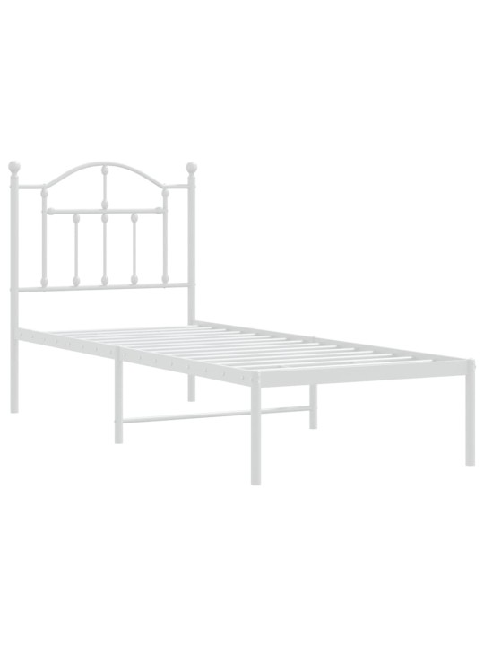 Kovový rám postele bez matrace s čelem bílý 75 x 190 cm