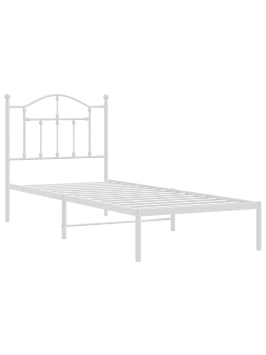 Kovový rám postele s čelem bílý 90 x 200 cm