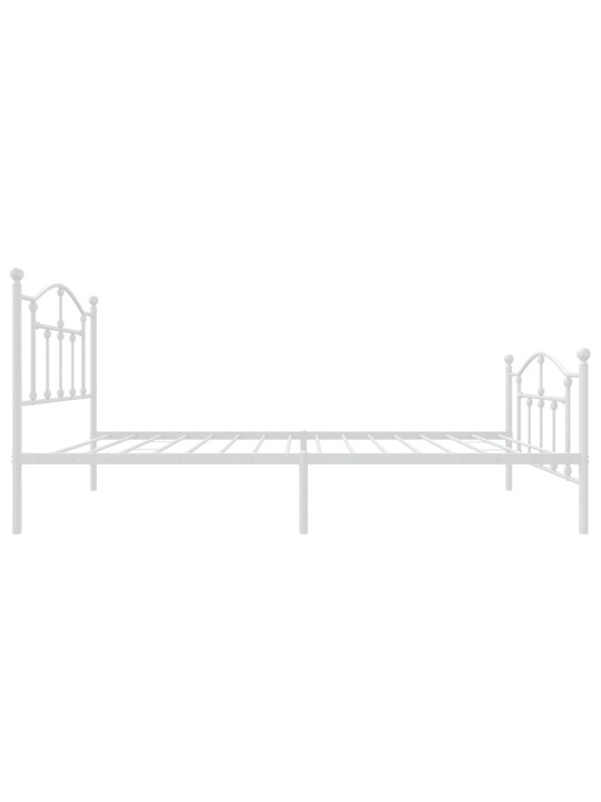 Kovový rám postele s hlavovým a nožním čelem bílý 90 x 200 cm