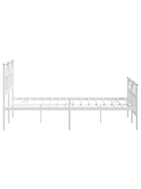 Kovový rám postele s hlavovým a nožním čelem bílý 120 x 200 cm