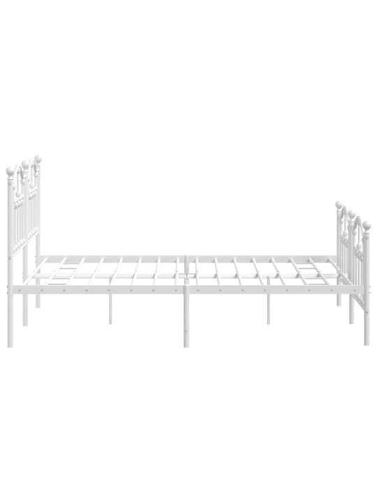 Kovový rám postele s hlavovým a nožním čelem bílý 140 x 200 cm