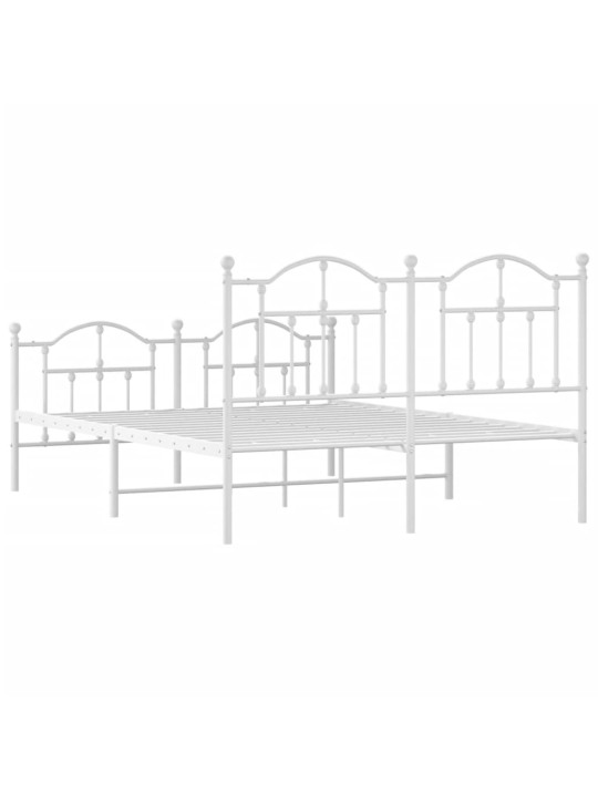Kovový rám postele s hlavovým a nožním čelem bílý 150 x 200 cm