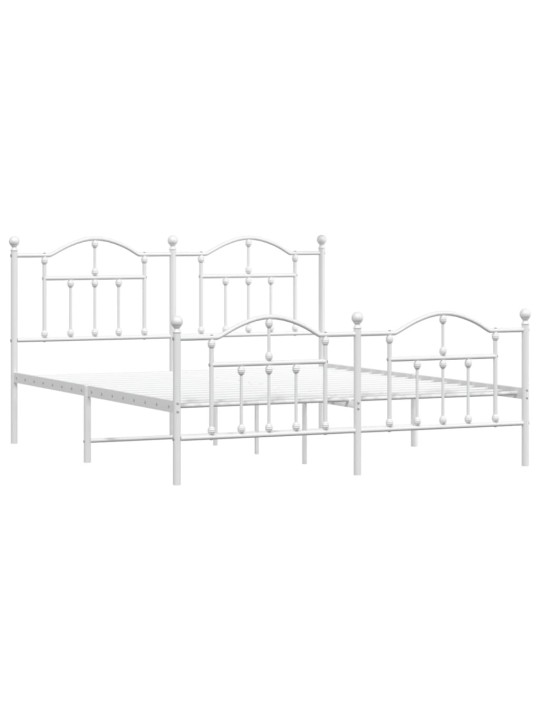 Kovový rám postele s hlavovým a nožním čelem bílý 160 x 200 cm