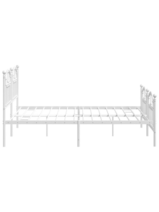 Kovový rám postele s hlavovým a nožním čelem bílý 160 x 200 cm