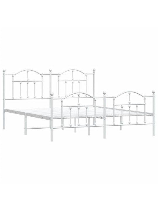 Kovový rám postele s hlavovým a nožním čelem bílý 180 x 200 cm