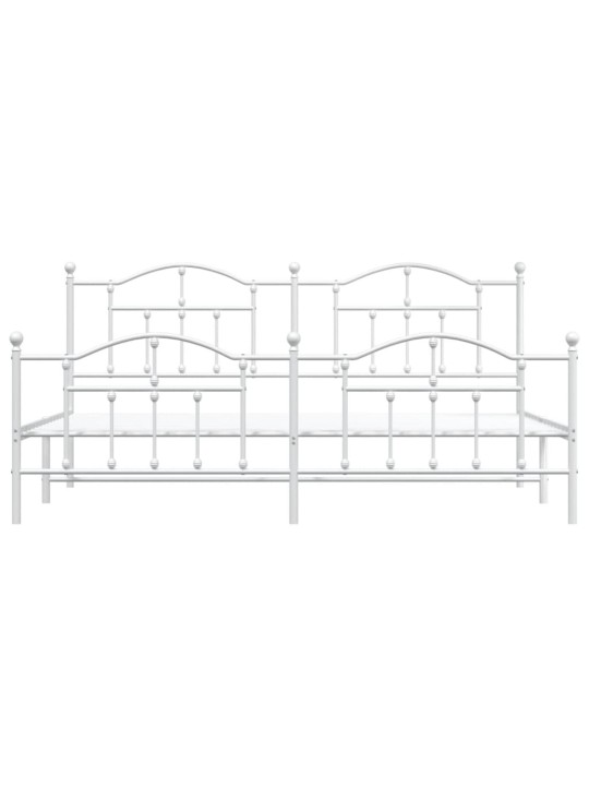 Kovový rám postele s hlavovým a nožním čelem bílý 200 x 200 cm
