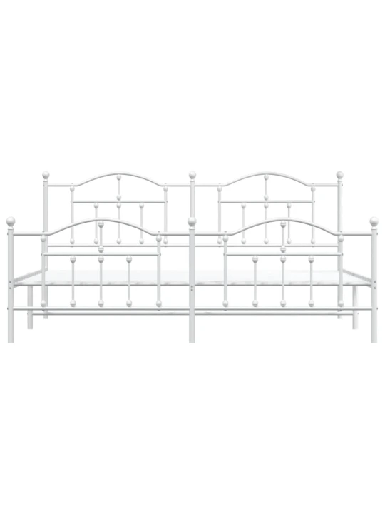 Kovový rám postele s hlavovým a nožním čelem bílý 200 x 200 cm