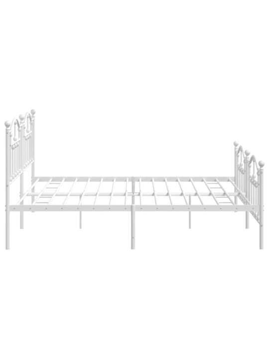 Kovový rám postele s hlavovým a nožním čelem bílý 200 x 200 cm