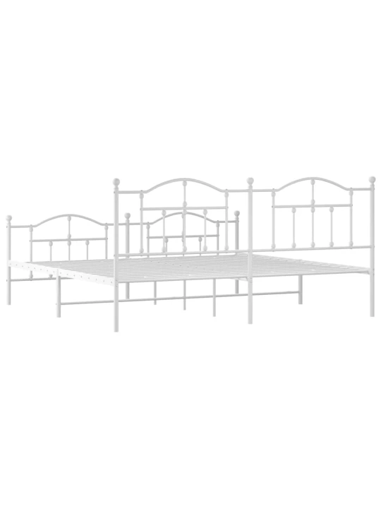Kovový rám postele s hlavovým a nožním čelem bílý 200 x 200 cm