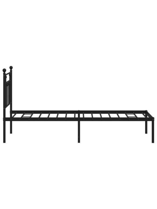 Kovový rám postele s čelem černý 75 x 190 cm