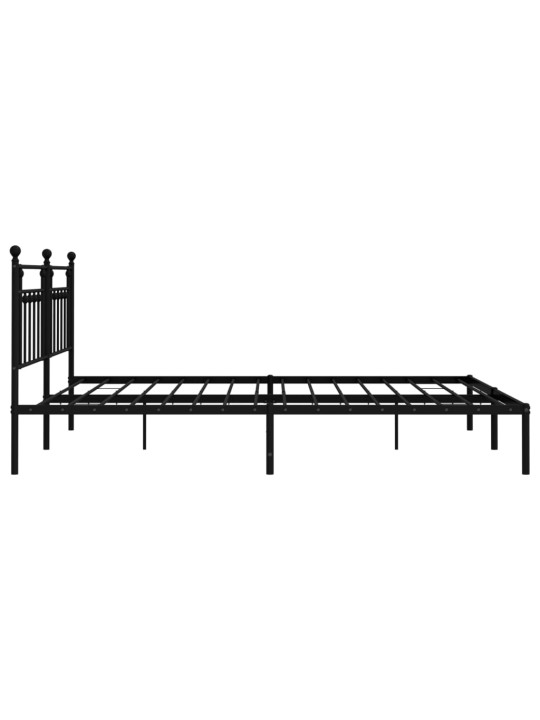 Kovový rám postele s čelem černý 200 x 200 cm
