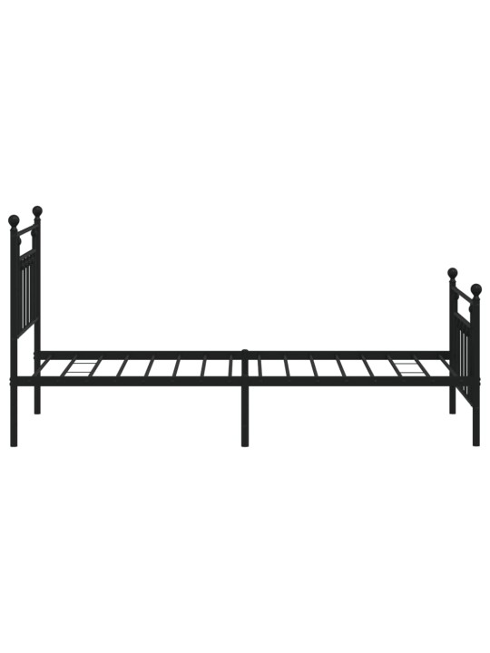 Kovový rám postele s hlavovým a nožním čelem černý 80 x 200 cm